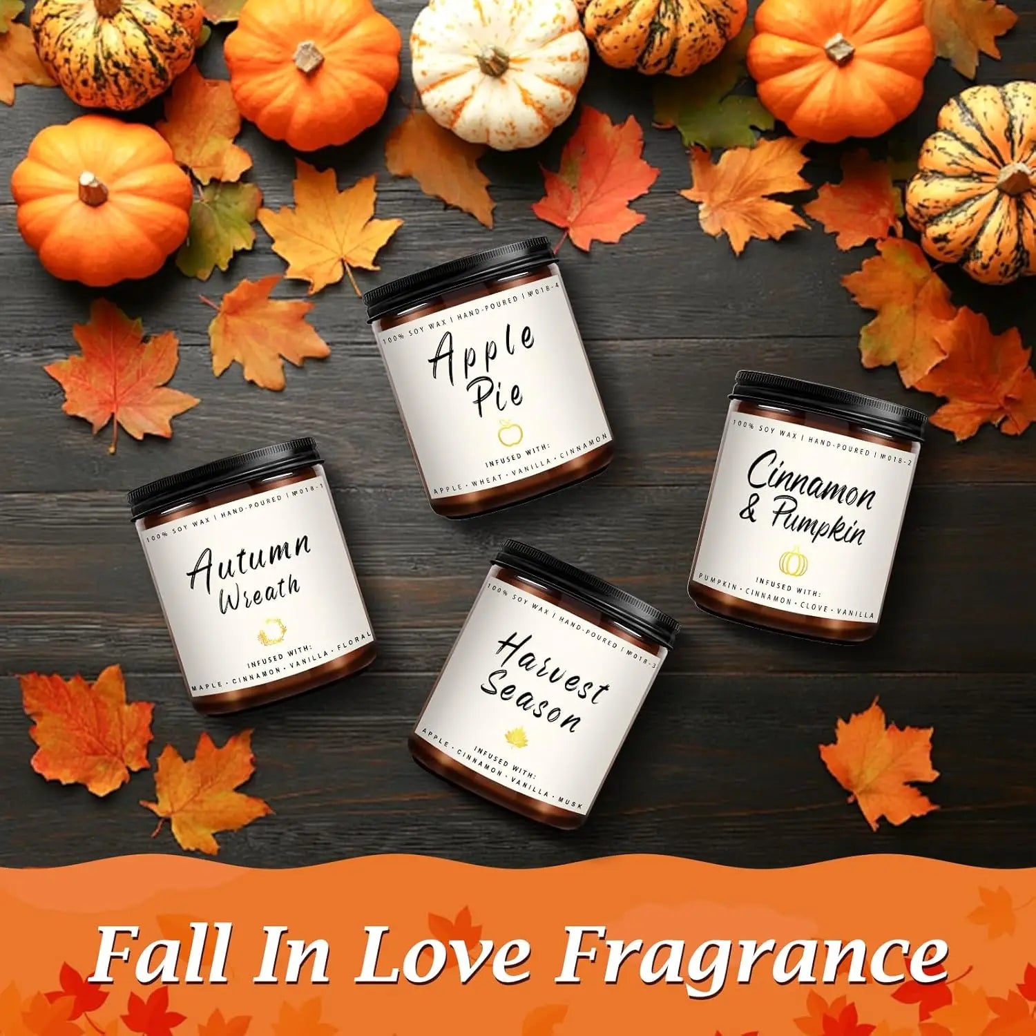 Candle Jars with Lid Fall Scented Candles for Home Soy Candles Gifts Fall Scents Candles Jar Home Decoration Birthday Candle