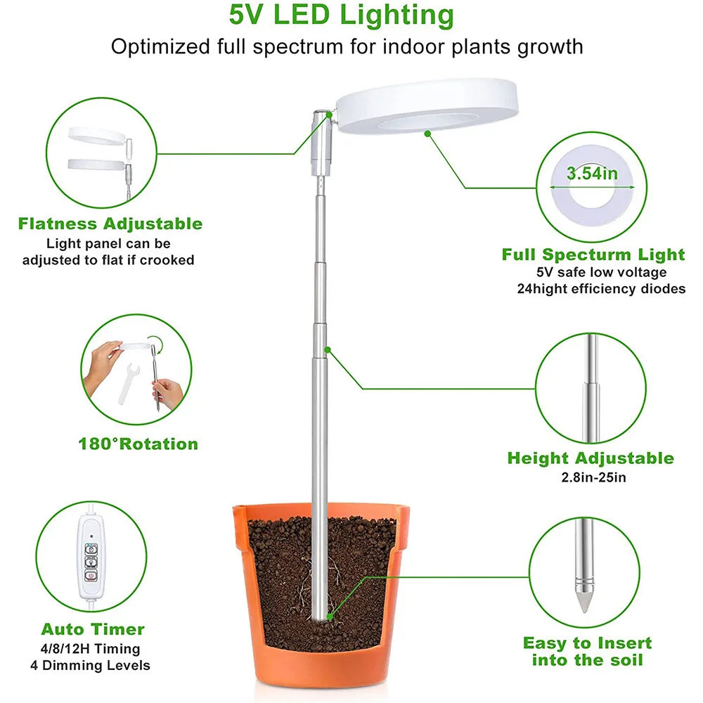 Grow Lights for Indoor Plants - LED Full Spectrum Plant Light for Indoor Plants, Ideal for Small Plants - Perfect Gift & Gardene