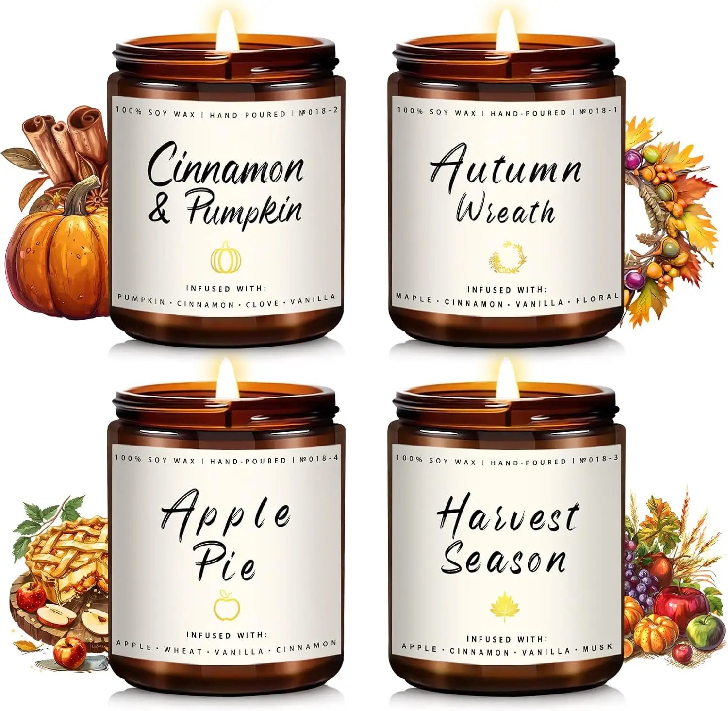 Candle Jars with Lid Fall Scented Candles for Home Soy Candles Gifts Fall Scents Candles Jar Home Decoration Birthday Candle