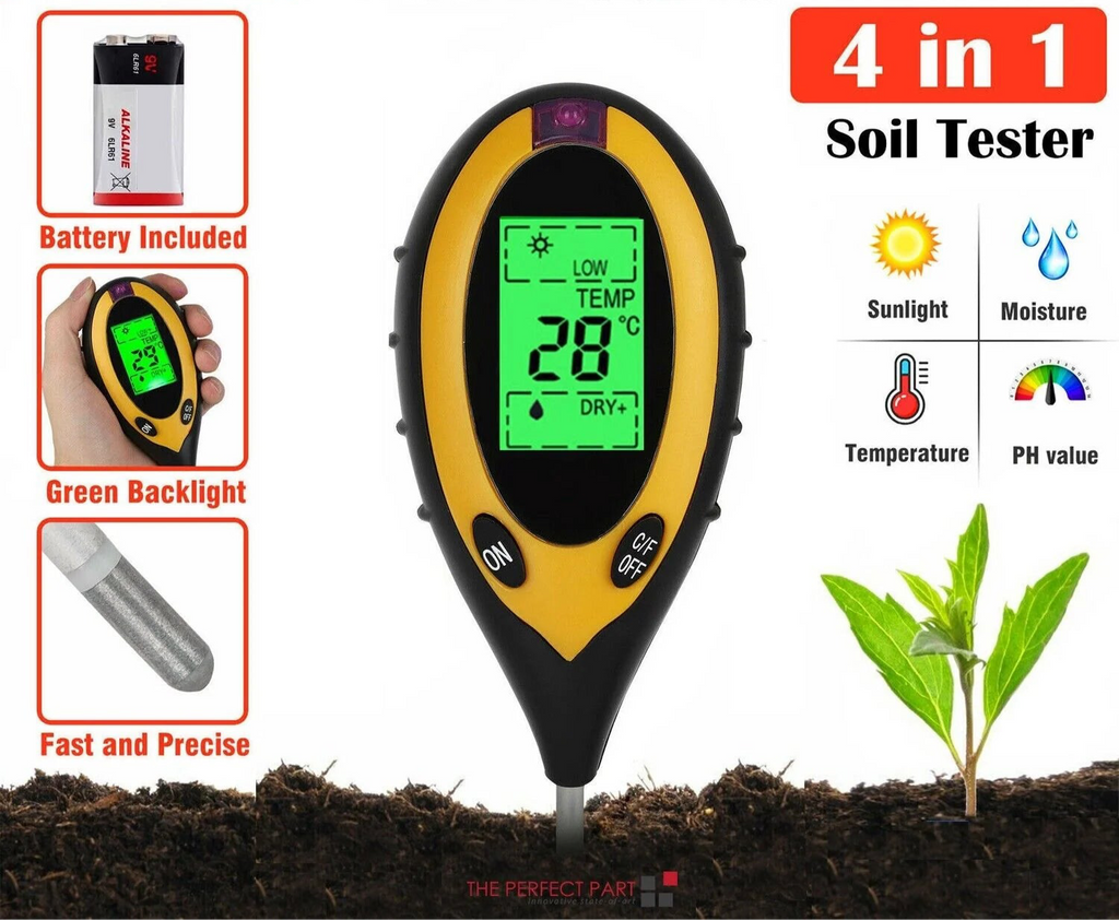 4 in 1 LCD Digital Soil Tester PH Water Moisture Temperature Sunlight Plant Test by Mama garden