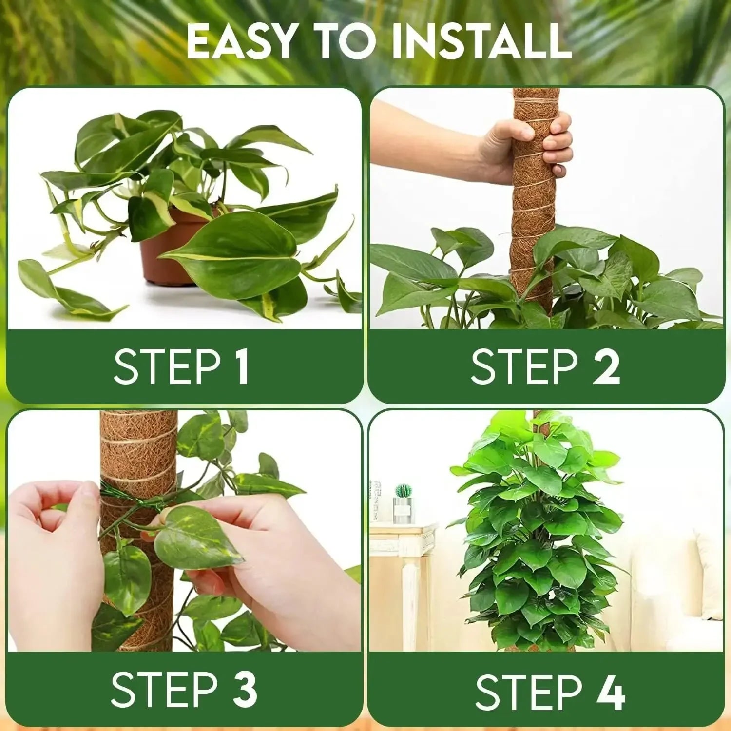 Extendable Handmade Moss Pole for Plants Plant Climbing Rod Plant Pole for Climbing Plants, Real Handmade Moss Stick F